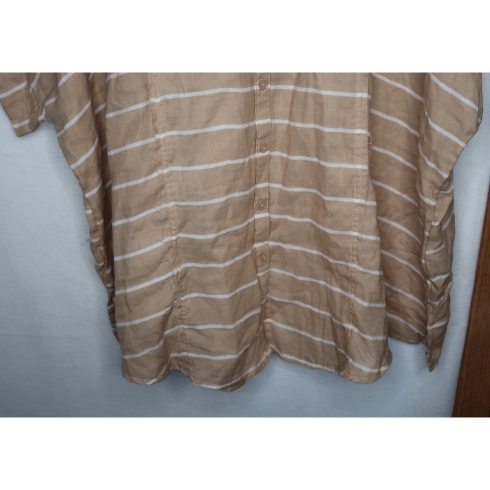 Torrid Striped Dolman Button Up Shirt Tan White Gauze Relaxed Women's 4 NWT - Picture 7 of 11